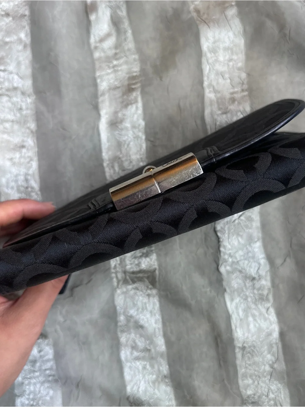 Y2K Coach Black Signature Canvas Wallet Set with Silver-Tone Hardware